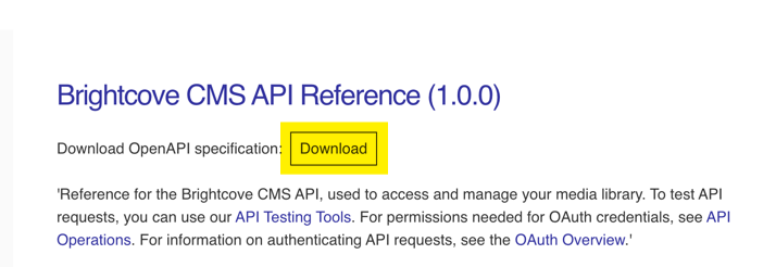 Download Open API Specification